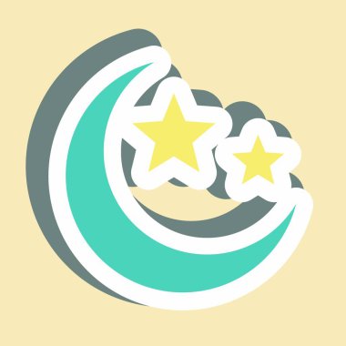 Çıkartma Ay ve Yıldızlar - Basit illüstrasyon, Tasarım şablonu vektörü, baskılar, posterler, reklamlar, duyurular, bilgi grafikleri vs..