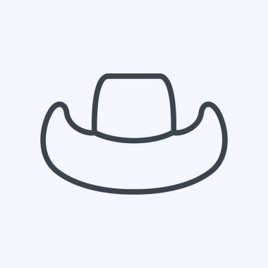 Simge Kovboy Şapkası - Satır Biçimi - Basit illüstrasyon, Baskı İçin İyi, Duyurular, Etc