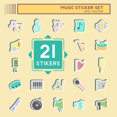 Çıkartma Seti Müzik - Basit illüstrasyon, Yazdırmalar, Duyurular, Etc