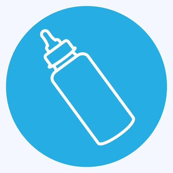 Icon Milk Bottle Blue Eyes Style Einfache Illustration Design Template — Stockvektor