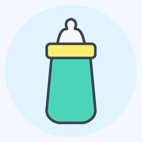 Icona Milk Bottle Color Mate Style Illustrazione Semplice Design Modello — Vettoriale Stock