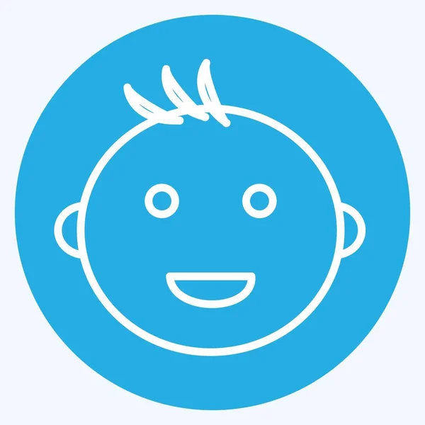 Icon Smiling Baby Blue Eyes Style Eenvoudige Illustratie Design Template — Stockvector