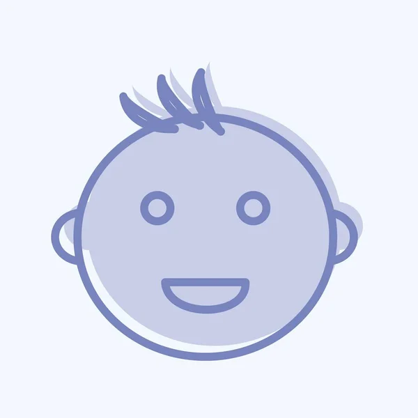 Ícone Sorrindo Bebê Estilo Dois Tons Ilustração Simples Vetor Modelo — Vetor de Stock