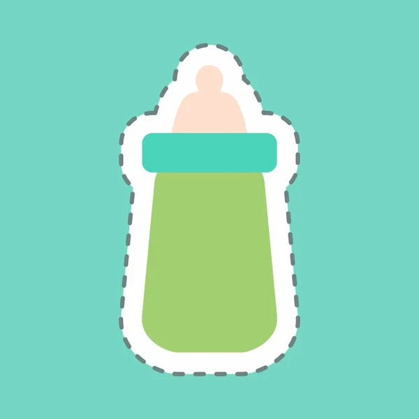 Sticker Μπουκάλι Γάλα Γραμμή Κοπής Απλή Απεικόνιση Σχεδιασμός Διάνυσμα Πρότυπο — Διανυσματικό Αρχείο