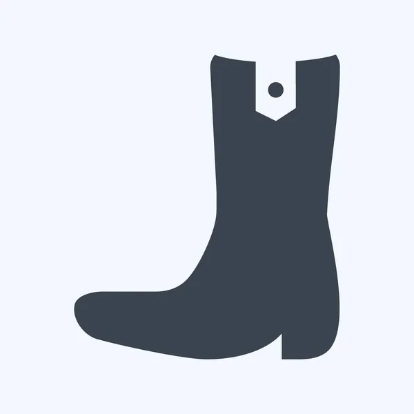 Icône Cowboy Boot Glyph Style Illustration Simple Bon Pour Les — Image vectorielle