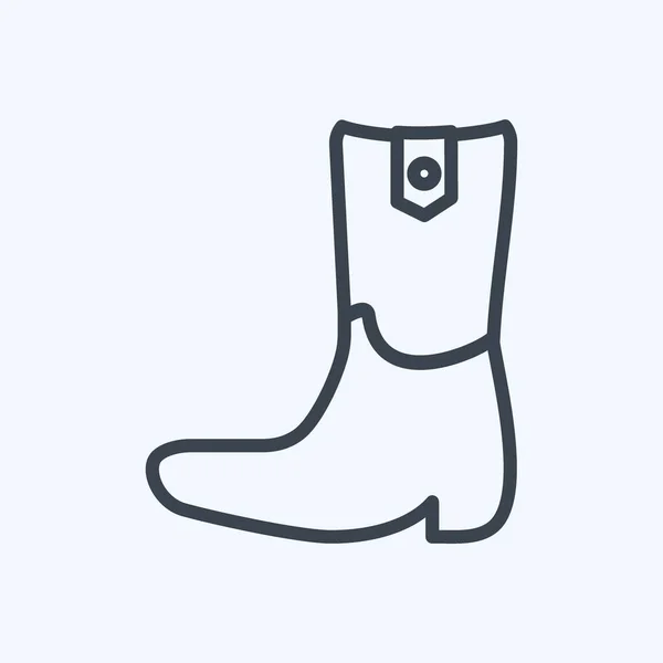Icône Cowboy Boot Style Ligne Illustration Simple Bon Pour Les — Image vectorielle