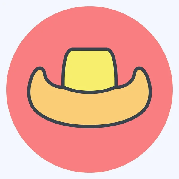 Icon Cowboy Hat Color Mate Style Simple Illustration Good Prints — 图库矢量图片