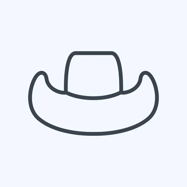 Ikon Cowboy Hatt Linje Style Enkel Illustration Bra För Tryck — Stock vektor