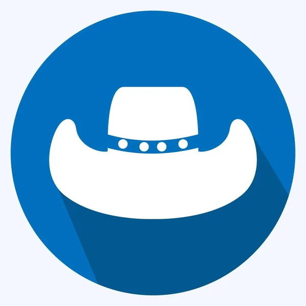 Icon Cowboy Hat Long Shadow Style Απλή Απεικόνιση Καλό Για — Διανυσματικό Αρχείο