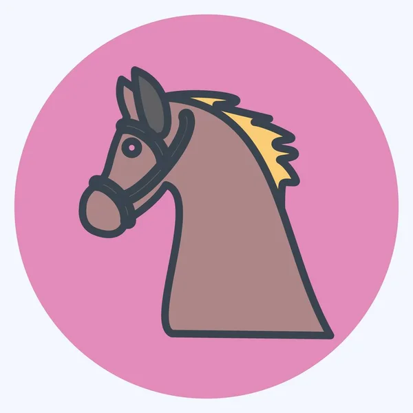 Kuda Ikon Warna Gaya Mate Ilustrasi Sederhana Baik Untuk Cetak - Stok Vektor