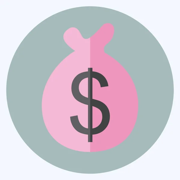 Icon Money Bag Flat Style Απλή Απεικόνιση Καλό Για Εκτυπώσεις — Διανυσματικό Αρχείο