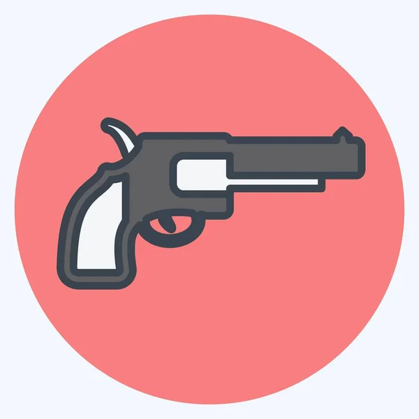 Icon Revolver Color Mate Style Простая Иллюстрация Хорошо Печати Объявления — стоковый вектор