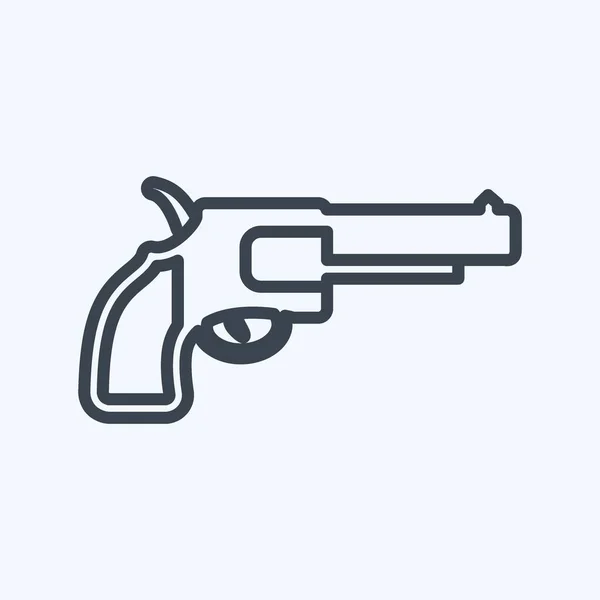 Revolver Ikon Styl Čáry Jednoduchá Ilustrace Dobré Pro Tisk Oznámení — Stockový vektor