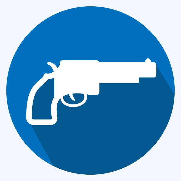 Icon Revolver Long Shadow Style Ilustração Simples Bom Para Impressões — Vetor de Stock