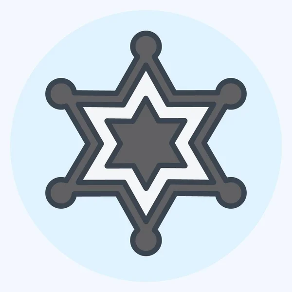 Icon Sherrif Badge Color Mate Style Простая Иллюстрация Хорошо Печати — стоковый вектор