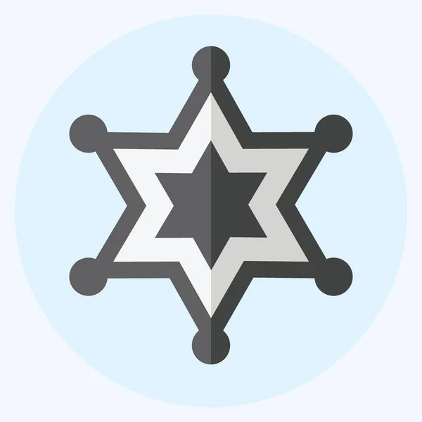 Icon Sherrif Badge Flat Style Απλή Απεικόνιση Καλό Για Εκτυπώσεις — Διανυσματικό Αρχείο