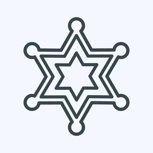 Icon Sherrif Badge Στυλ Γραμμής Απλή Απεικόνιση Καλό Για Εκτυπώσεις — Διανυσματικό Αρχείο