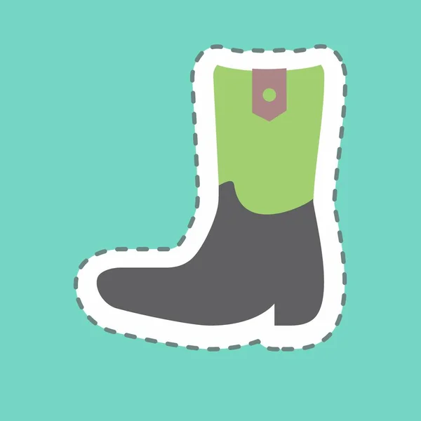Sticker Cowboy Boot Line Cut Simple Illustration Good Prints Announcements — Stock Vector