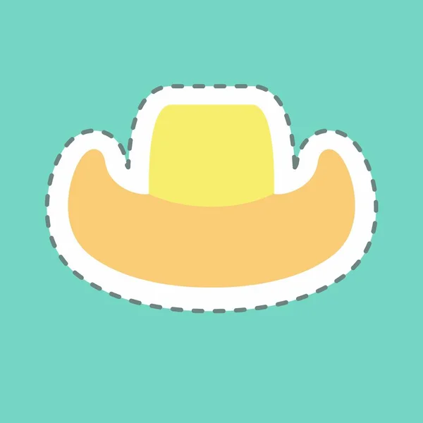 Naklejka Cowboy Hat Line Cut Prosta Ilustracja Nadaje Się Druków — Wektor stockowy