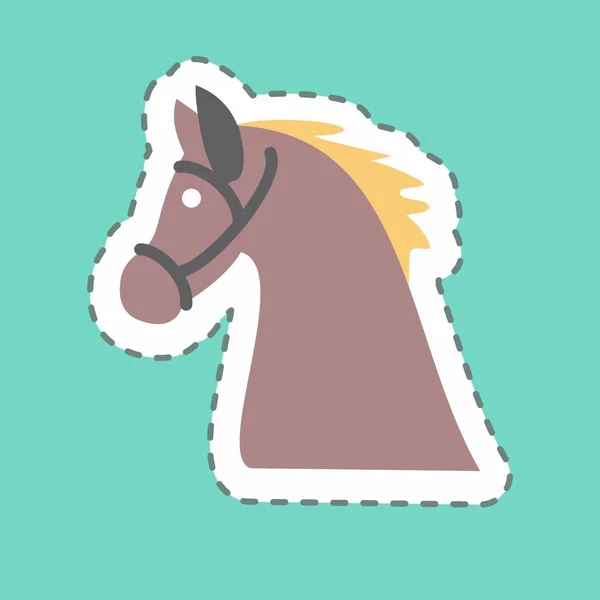 Sticker Horse Line Cut Ilustrasi Sederhana Good Prints Announcements Etc - Stok Vektor