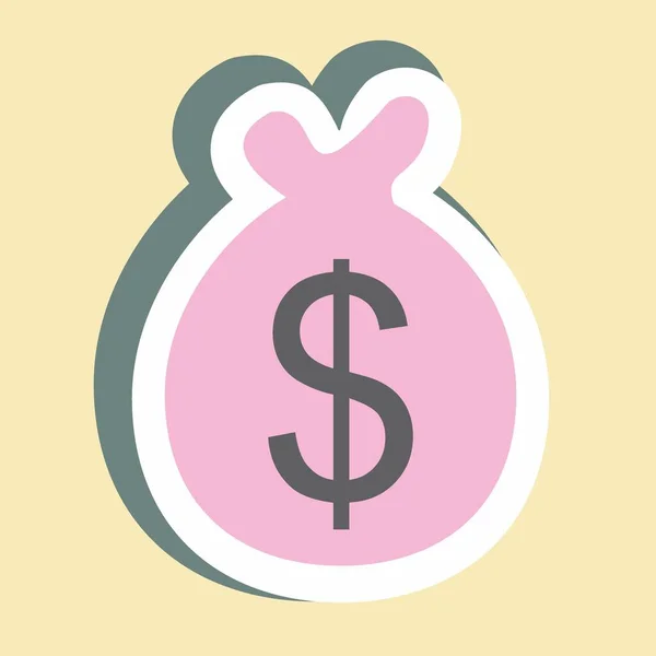 Sticker Money Bag Απλή Απεικόνιση Καλό Για Εκτυπώσεις Ανακοινώσεις — Διανυσματικό Αρχείο