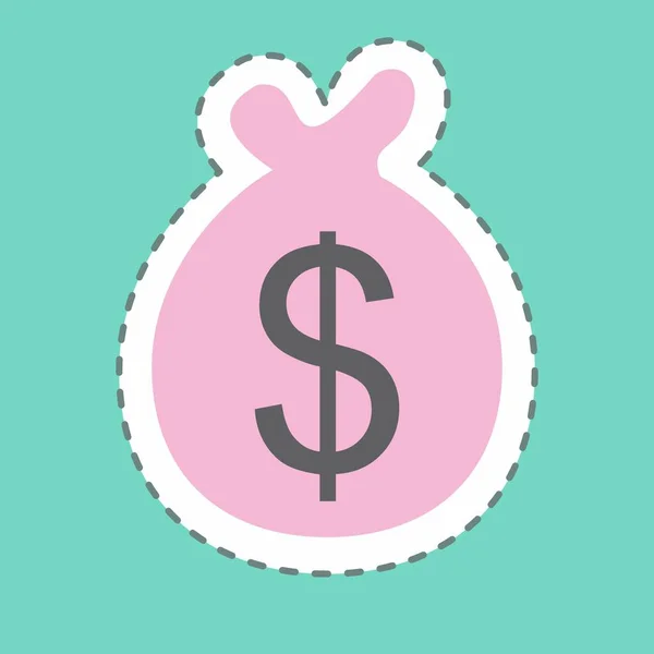Sticker Money Bag Γραμμή Κοπής Απλή Απεικόνιση Καλό Για Εκτυπώσεις — Διανυσματικό Αρχείο
