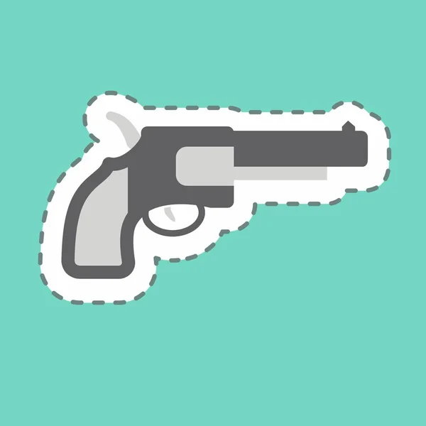 Sticker Revolver Line Cut Простая Иллюстрация Хорошо Печати Объявления — стоковый вектор