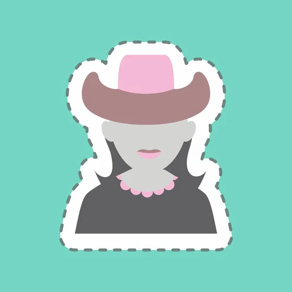 Mujer Pegatina Corte Línea Ilustración Simple Bueno Para Impresiones Anuncios — Vector de stock