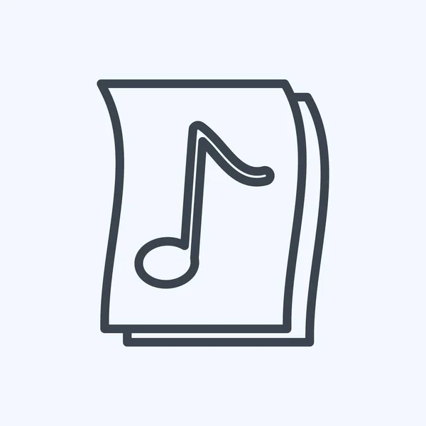 Icon Music Paper Line Style Απλή Εικονογράφηση Καλό Για Εκτυπώσεις — Διανυσματικό Αρχείο