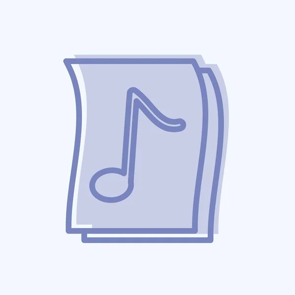 Icon Music Paper Two Tone Style Απλή Εικονογράφηση Καλό Για — Διανυσματικό Αρχείο