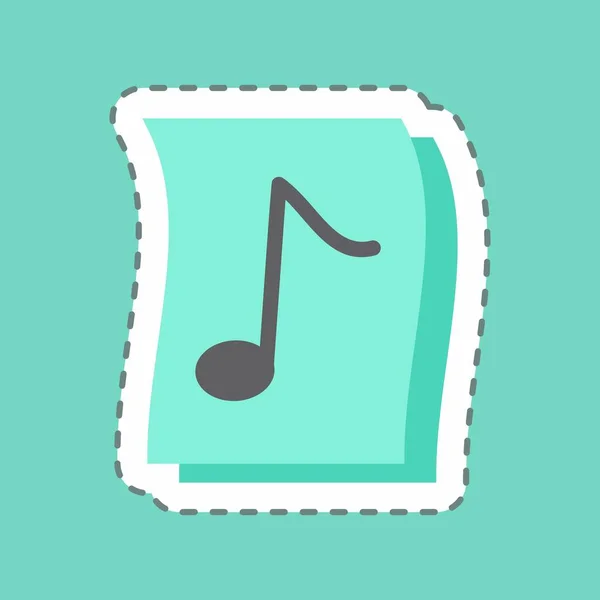 Sticker Music Paper Line Cut Простая Иллюстрация Good Prints Announcements — стоковый вектор