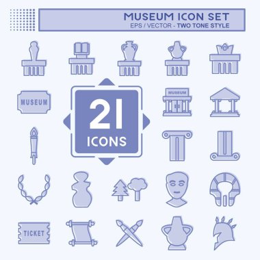 Simge Ayarlama Müzesi - İki Ton Biçimi - Basit illüstrasyon, Baskı İçin İyi, Duyurular, Etc