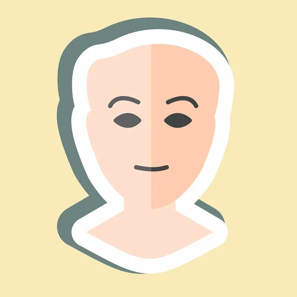 Sticker Human Face Простая Иллюстрация Хорошо Печати Объявления — стоковый вектор