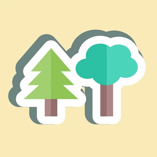 Sticker Trees Простая Иллюстрация Хорошо Печати Объявления — стоковый вектор