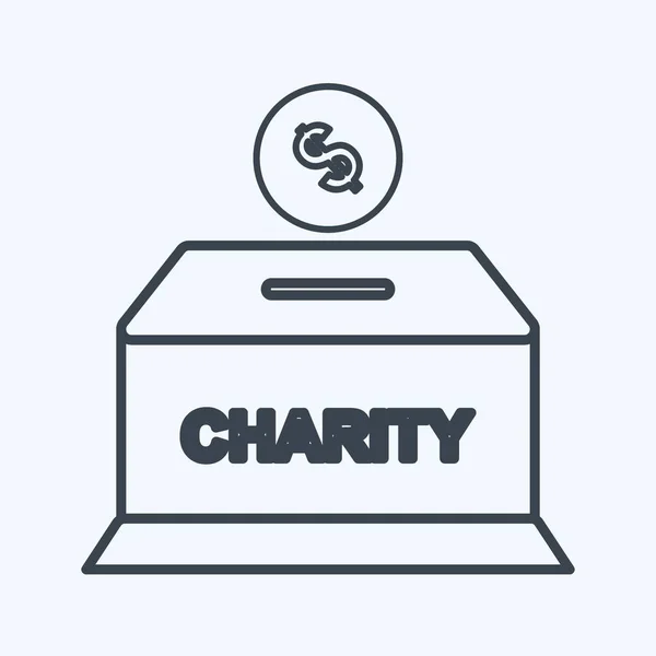 Icon Charity Box Line Style Простая Иллюстрация Дизайн Иконка Вектор — стоковый вектор