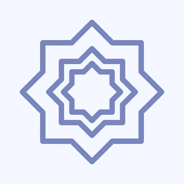 Ikona Islamic Star Two Tone Style Jednoduchá Ilustrace Design Ikona — Stockový vektor