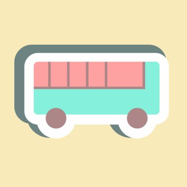 Çıkartma Oyuncak Otobüsü - Basit illüstrasyon, tasarım şablonu vektörü, baskılar, posterler, reklamlar, duyurular, bilgi grafikleri vs..
