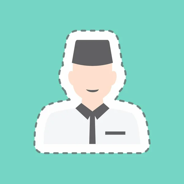 Sticker Islamic Man Line Cut Simple Illustration Design Icon Vector — Stock Vector