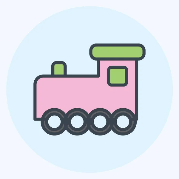 Icon Toy Train Color Mate Style Ilustração Simples Vetor Modelo — Vetor de Stock