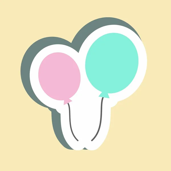 Globos Etiqueta Engomada Ilustración Simple Diseño Vector Plantilla Bueno Para — Archivo Imágenes Vectoriales