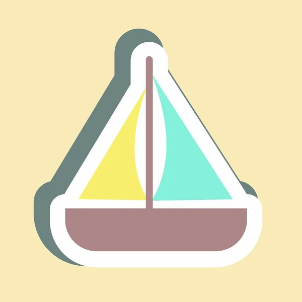 Наклейка Іграшковий Човен Проста Ілюстрація Дизайн Вектор Шаблону Добре Друку — стоковий вектор