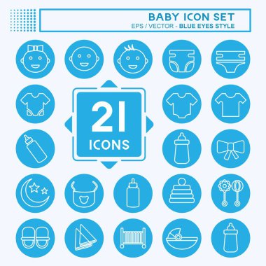 Simge Seti Bebeği - Mavi Gözler Biçimi - Basit illüstrasyon, Tasarım şablonu vektörü, baskılar, posterler, reklamlar, duyurular, bilgi grafikleri vs..
