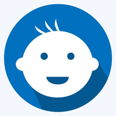 Simge Gülümseyen Bebek - Uzun Gölge Biçimi - Basit illüstrasyon, Tasarım şablonu vektörü, baskılar, posterler, reklamlar, duyurular, bilgi grafikleri vs..