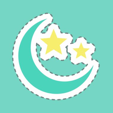 Çıkartma Ay ve Yıldızlar, Satır Kesimi - Basit illüstrasyon, Tasarım şablonu vektörü, baskılar, posterler, reklamlar, duyurular, bilgi grafikleri vs..