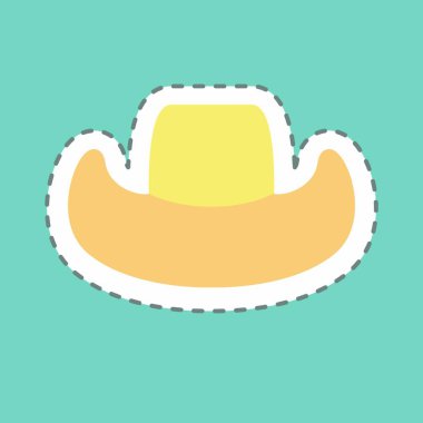 Çıkartma Kovboy Şapkası, Çizgi Kesimi - Basit illüstrasyon, Baskı İçin İyi, Duyurular, Etc