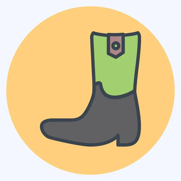 Icon Cowboy Boot Color Mate Style Einfache Illustration Gut Für — Stockvektor