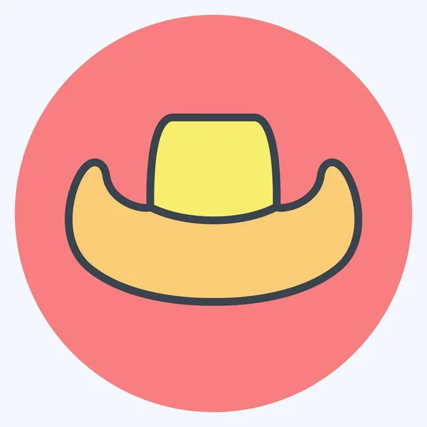 Ikon Cowboy Hatt Färg Mate Style Enkel Illustration Bra För — Stock vektor