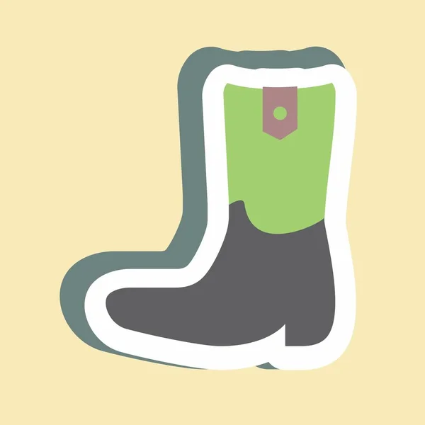 Sticker Cowboy Boot Jednoduchá Ilustrace Dobré Pro Potisky Oznámení Atd — Stockový vektor