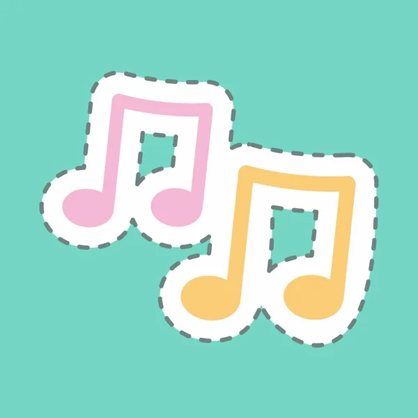 ステッカー音楽ノート ラインカット シンプルなイラスト 印刷用 お知らせなど — ストックベクタ