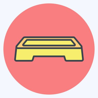 Aerobik Duruşu Simgesi: Yumuşak mavi arkaplanda izole edilmiş renkli eş biçimi